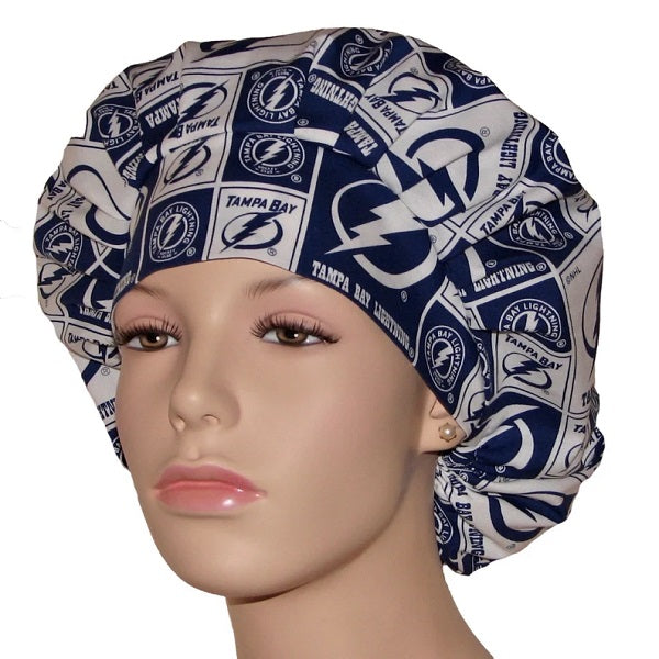 Bouffant Scrub Caps Team Sport (L-R) Unisex, Adjustable Elastic, Doctor, Nurse, Dentist, Vet, Chemo, Food Service, lightweight.