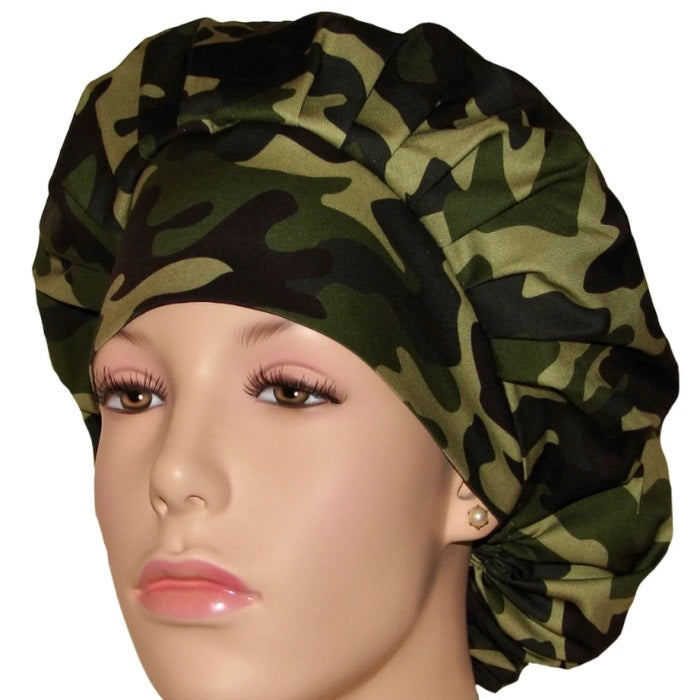 Military Theme Bouffant Hair Caps, Lined Crown, Unisex, Doctor, Nurse, Dentist, Vet, Chemo, Food Service, light weight