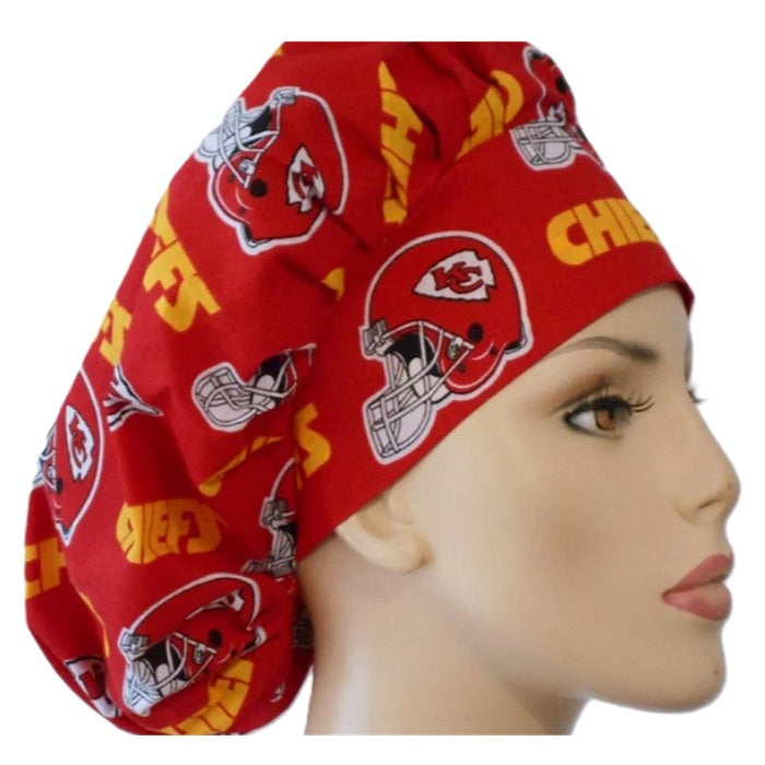 Bouffant Scrub Caps Team Sport (C-F) Unisex, Adjustable Elastic, Doctor, Nurse, Dentist, Vet, Chemo, Food Service, lightweight.