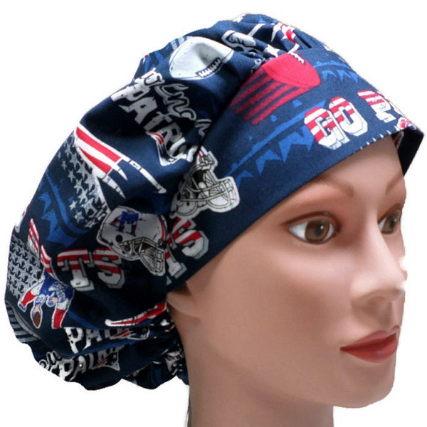 Bouffant Scrub Caps Team Sport (L-R) Unisex, Adjustable Elastic, Doctor, Nurse, Dentist, Vet, Chemo, Food Service, lightweight.