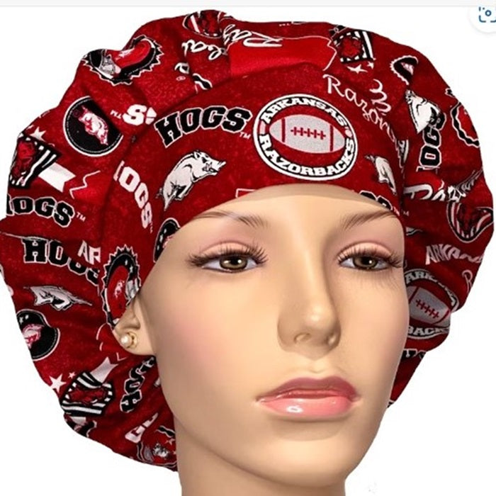 Bouffant Scrub Caps Team Sport (L-R) Unisex, Adjustable Elastic, Doctor, Nurse, Dentist, Vet, Chemo, Food Service, lightweight.