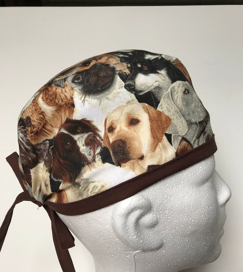 Dogs and Wolfs, Scrub Cap, Unisex, 3 Styles, Bikers-Skull Cap, Doctor, Nurse, Dentist, Vet, Chemo, Food Service, Dirt Bikers, Construction Workers, light weight