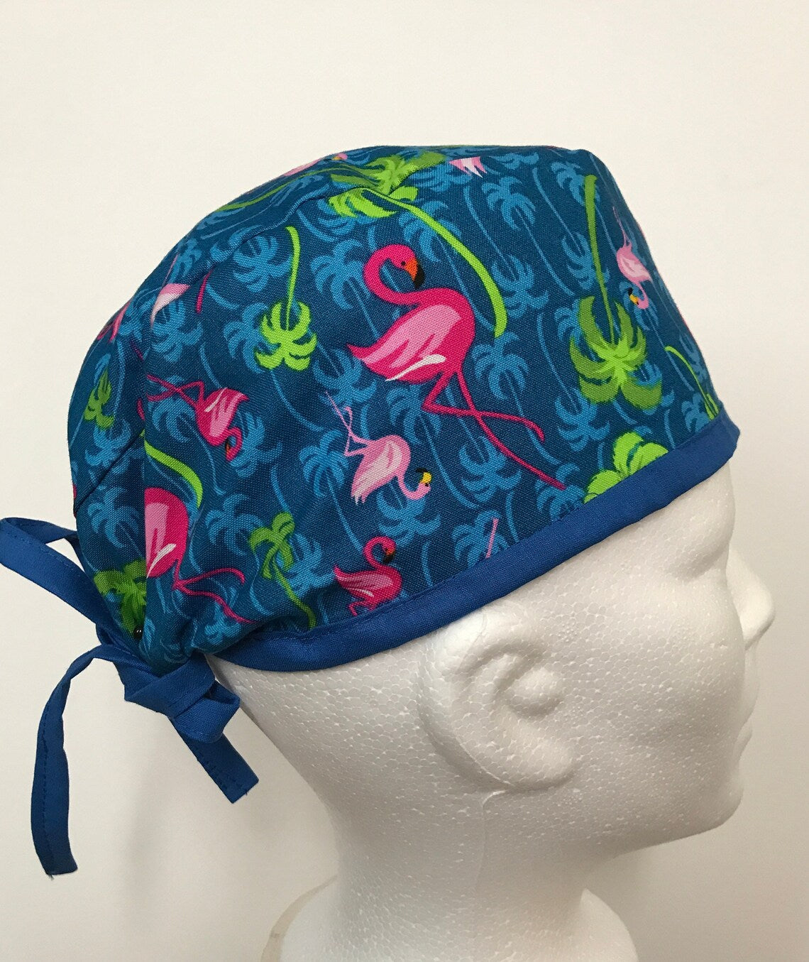 Flamingo Theme Scrub Cap, Unisex, 3 Styles, Bikers-Skull Cap, Doctor, Nurse, Dentist, Vet, Chemo, Food Service, Dirt Bikers, Construction Workers, light weight