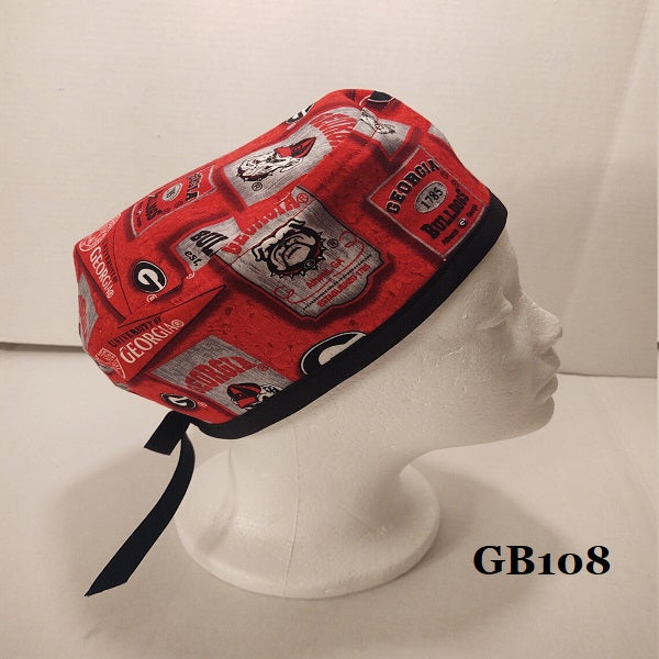 GA Bulldogs #GB108 Scrub Cap, Unisex, 3 Styles, Bikers-Skull Cap, Doctor, Nurse, Dentist, Vet, Chemo, Food Service, light weight