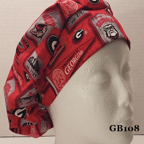 GA Bulldogs #GB108 Scrub Cap, Unisex, 3 Styles, Bikers-Skull Cap, Doctor, Nurse, Dentist, Vet, Chemo, Food Service, light weight